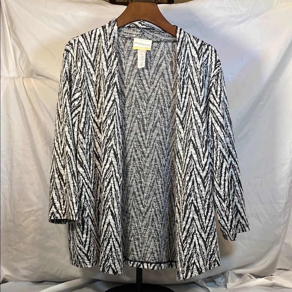 Alfred Dunner Black and White Chevron Cardigan